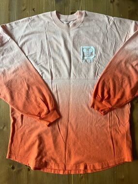 Disney Women's Ombre Long-Sleeve Tee with Chest Logo - Peach & Orange